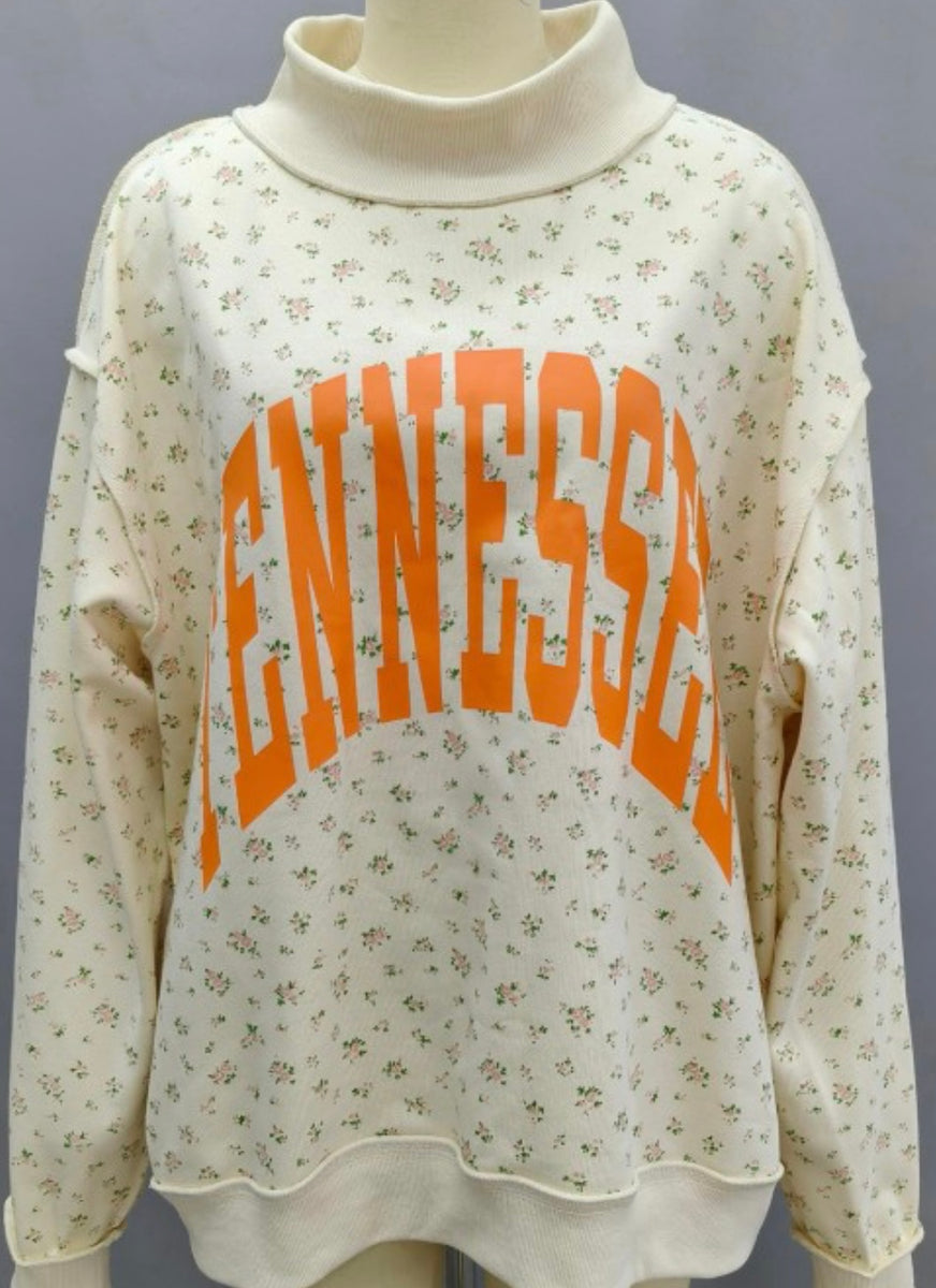 Ivory Floral Tennessee Reversible Mock Neck Sweatshirt – JP