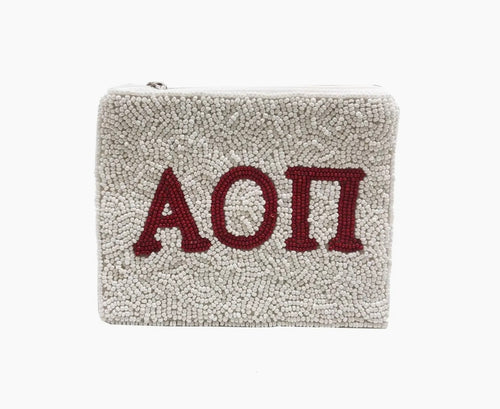 Alpha Omicron Pi Beaded Pouch