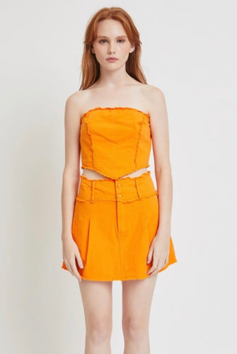 Orange Tube Top and Skirt Matching Set