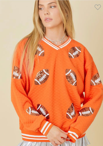 Orange Quilted Football Top