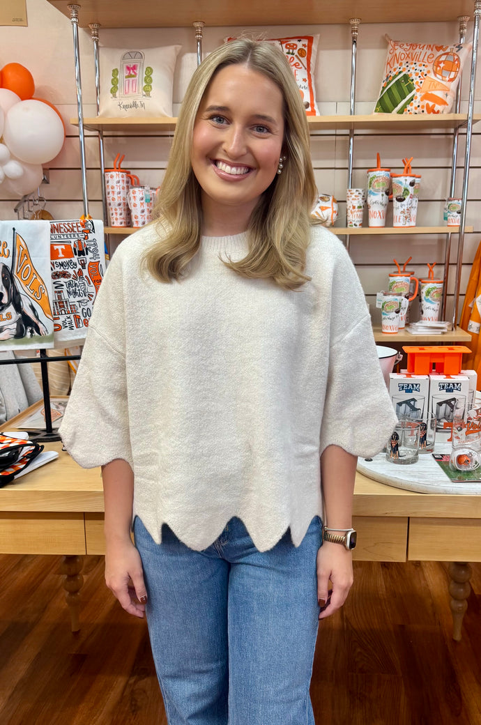 Ivory Scalloped Sweater