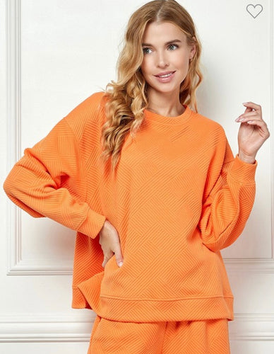 Tangerine Textured Sweatshirt