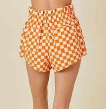 Load image into Gallery viewer, Checkered Orange and Light Taupe Shorts w/ Elastic Wasit