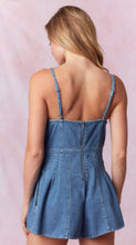 Load image into Gallery viewer, Bow Detail Denim Romper