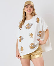 Load image into Gallery viewer, Oversized Gold Sequin Football and Helmet Top