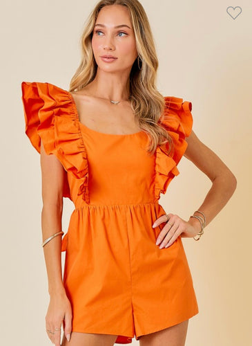 Sunkist Double Layered Ruffle Sleeves Romper