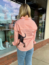 Load image into Gallery viewer, Smokey Sequin Wrap Around Stripe Button Down