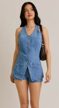 Load image into Gallery viewer, Denim Vest Style Romper w/ Micro Shorts