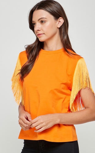 Orange Fringe Detail Top