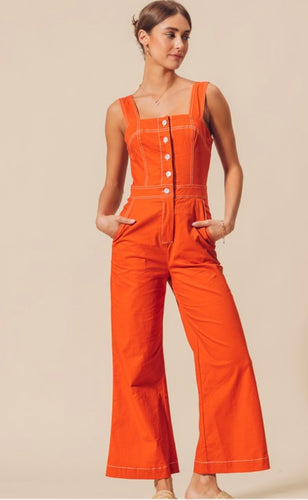 Dark Orange Overalls Jumpsuit