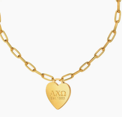 Alpha Chi Omega Heart Necklace