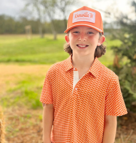 Youth Boys Orange and White State Short Sleeve Polo