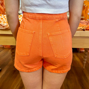 Orange Denim Shorts