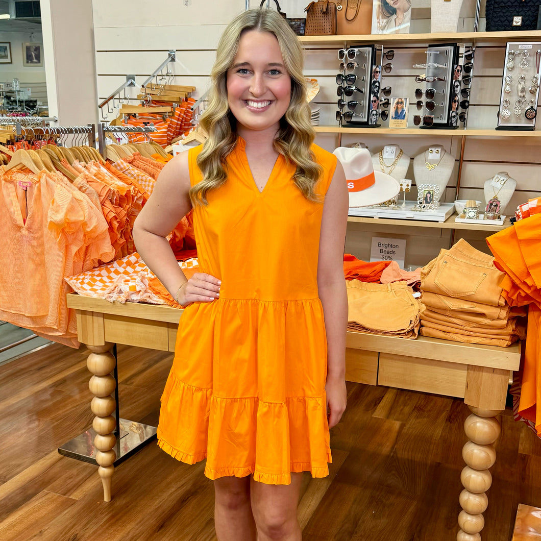 Nia Tangerine Tiered Dress