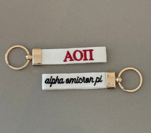 Alpha Omicron Pi Embroidered Keychain