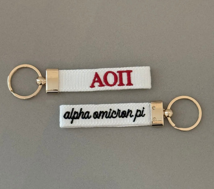 Alpha Omicron Pi Embroidered Keychain