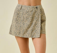 Load image into Gallery viewer, Denim Leopard Print Wrap Skort