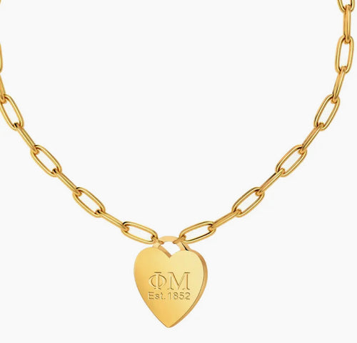 16in Phi Mu Heart Necklace