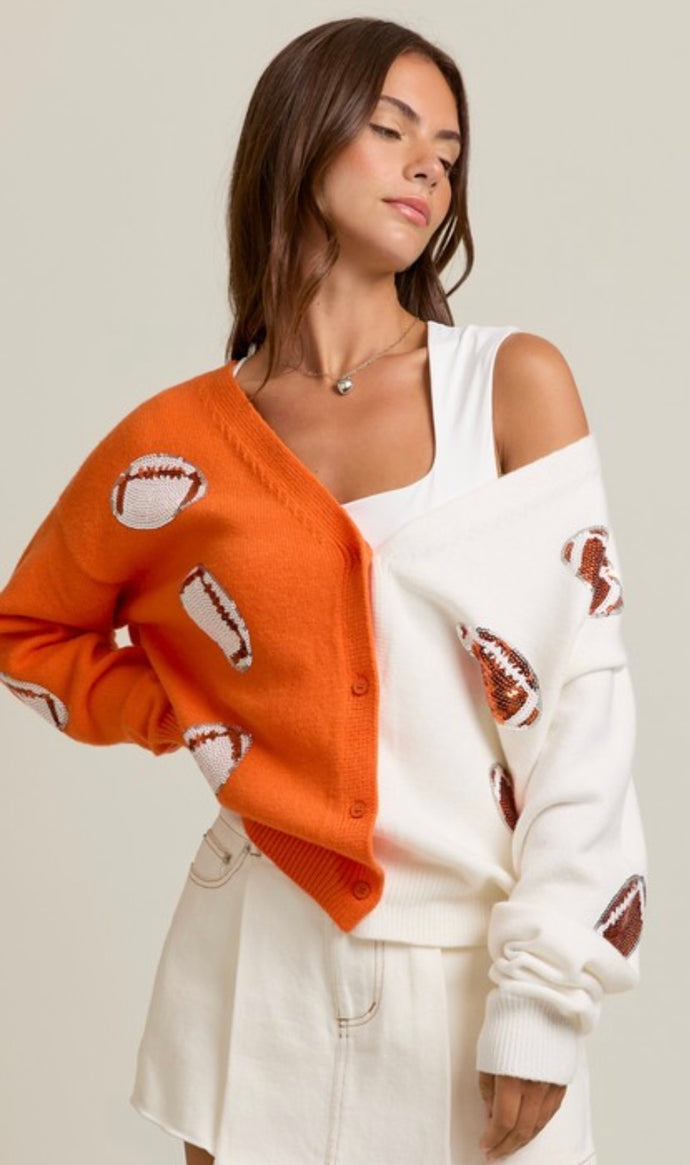 Orange and White Football Cardigan