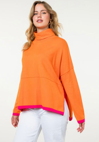 Orange Turtleneck w/ Pink Trim