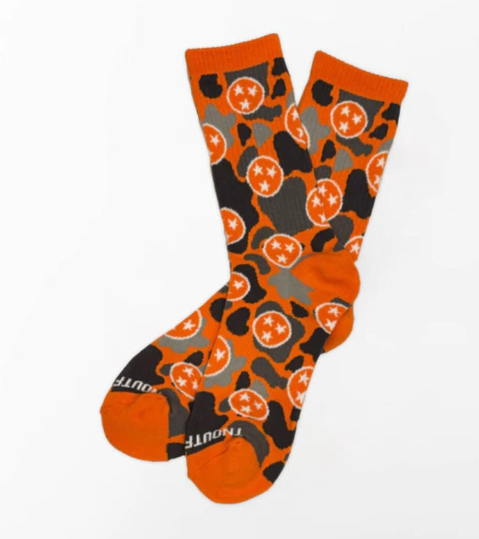 Orange Camo Unisex Socks - Fits sizes 5-12