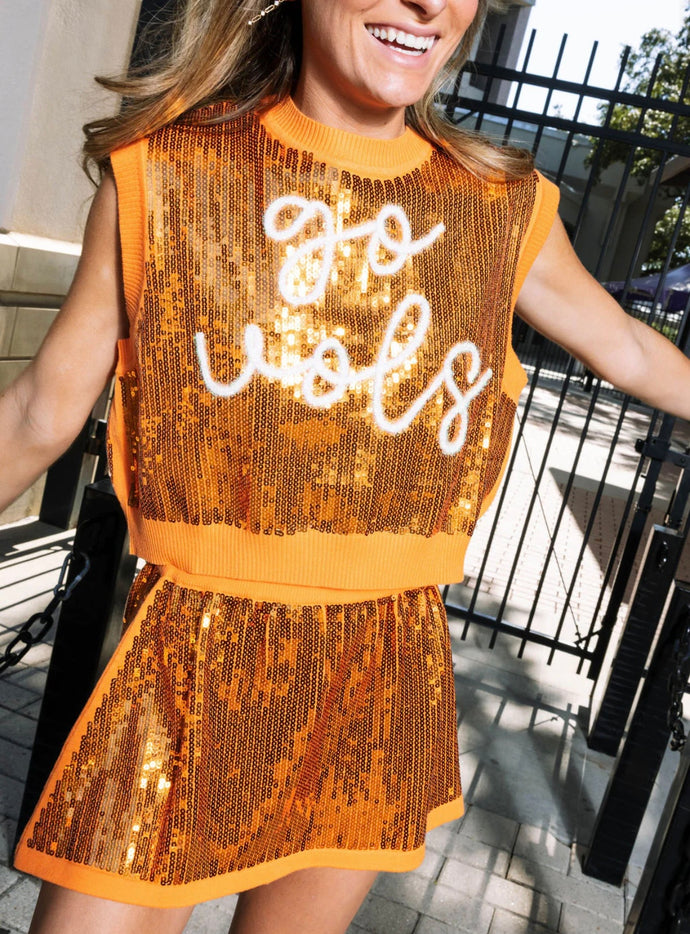 Go Vols Sequin Sweater Vest - Licensed by Queen of Sparkles