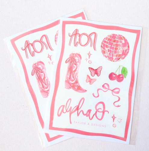 Alpha Omicron Pi Sticker Sheet