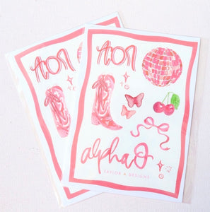 Alpha Omicron Pi Sticker Sheet