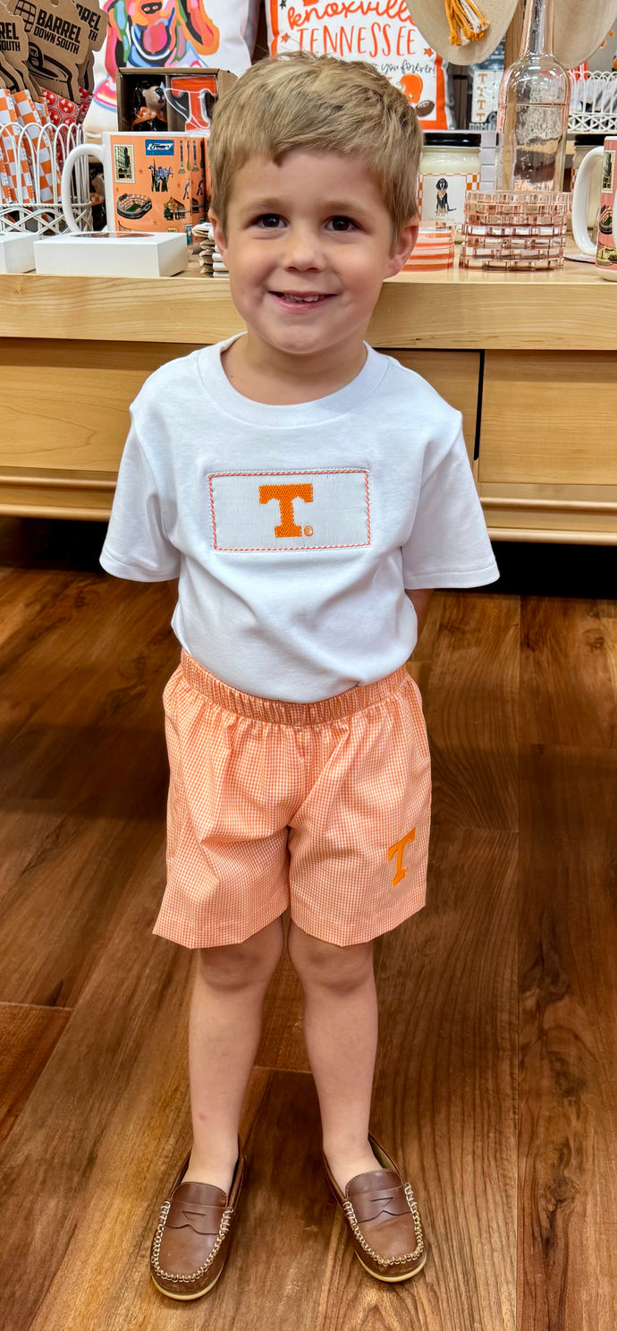 Tennessee White Smocked Baby/Boys Tee