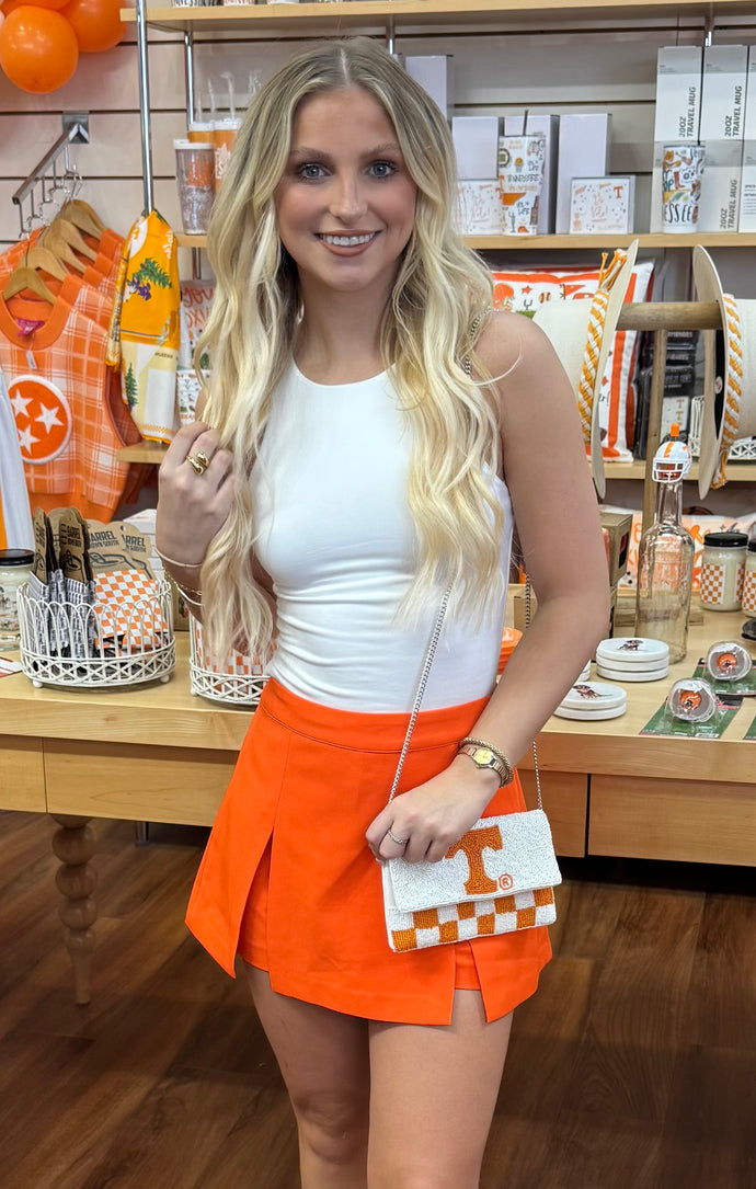 Orange Pleat Skort