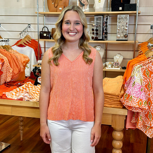 Orange Gingham Tank