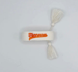 White Tennessee Script Tassel Bracelet