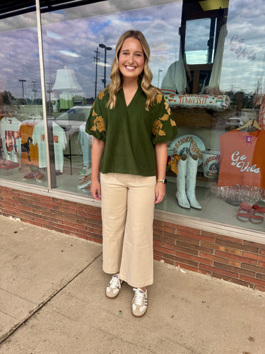 Olive Green Corduroy Top