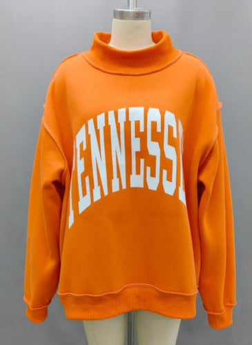 Orange Tennessee and TN Reversible Mock Neck Sweatshirt