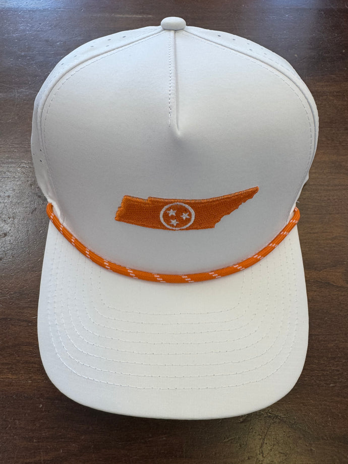 White Tennessee State Tri Star Trucker Hat