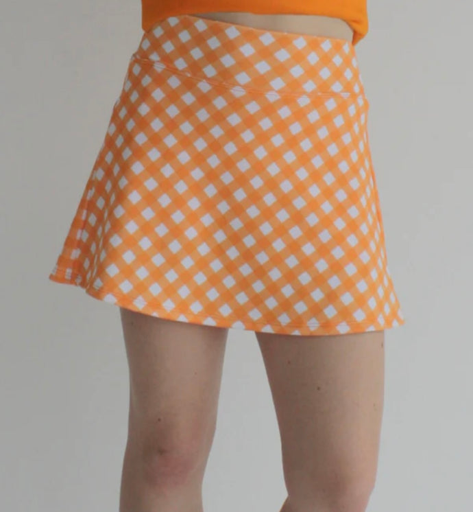 Orange and White Checker Athletic Skort