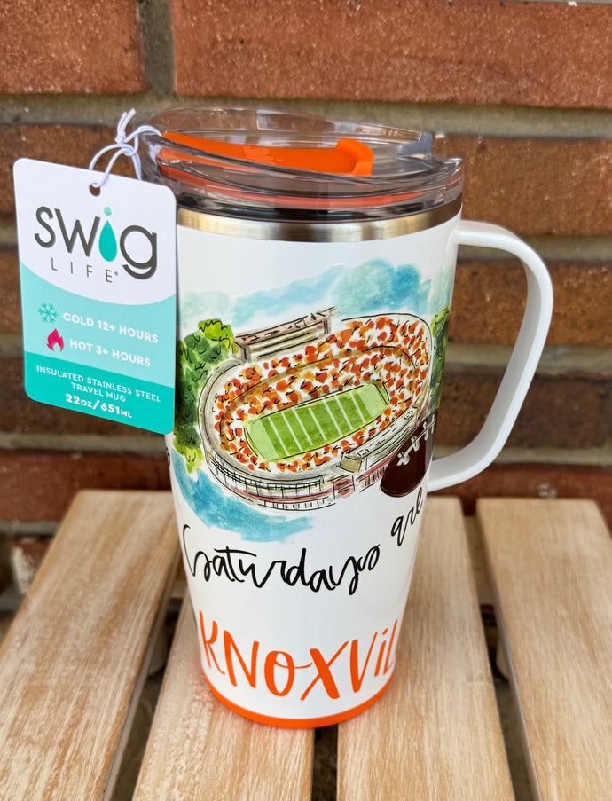 22oz Saturdays in Knoxville Travel Coffee Mug w/ Handle
