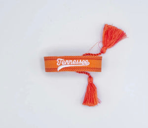 Orange Tennessee Script Tassel Bracelet