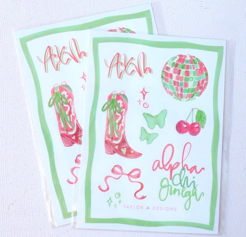 Alpha Chi Omega Sticker Sheet