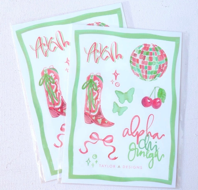 Alpha Chi Omega Sticker Sheet