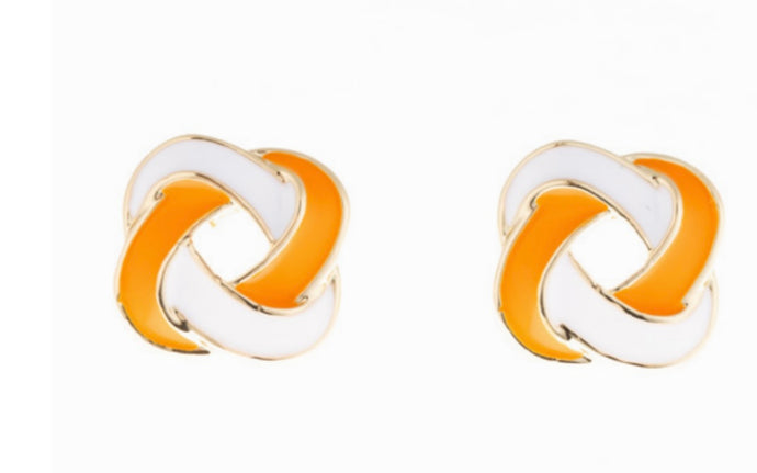 Orange and White Knot Earrings