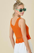 Load image into Gallery viewer, Sunkist Crop Sweater Tank w/ Ruffle Detail