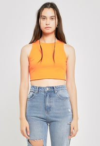 Orange Back Scrunchie Crop Tank Top