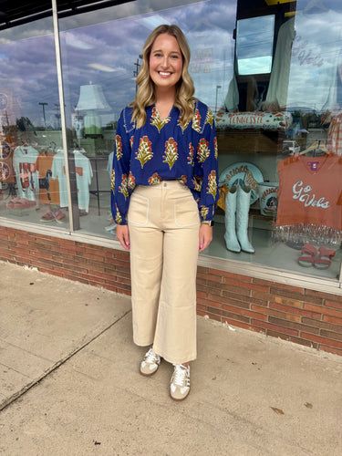 Khaki Wide Leg Ankle Jeans