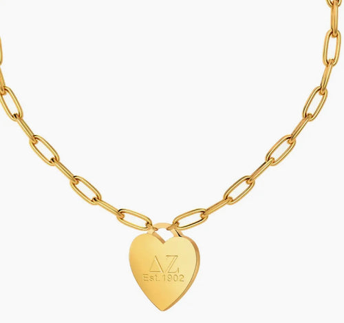 Delta Zeta 16in Heart Necklace