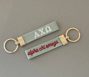 Alpha Chi Omega Embroidered Keychain