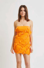 Load image into Gallery viewer, Orange Ruffle Detail Tube Dress