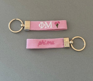 Phi Mu Embroidered Keychain