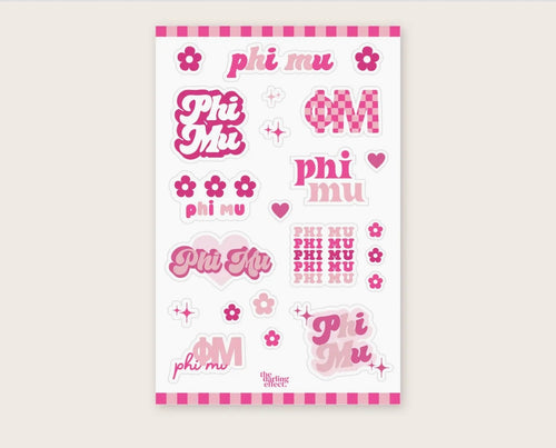 Phi Mu Sticker Sheet