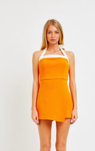 Load image into Gallery viewer, Orange Halter Neck Romper